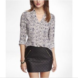 EXPRESS | The Portofino SnakeskinLong Sleeve Shirt, Size XS